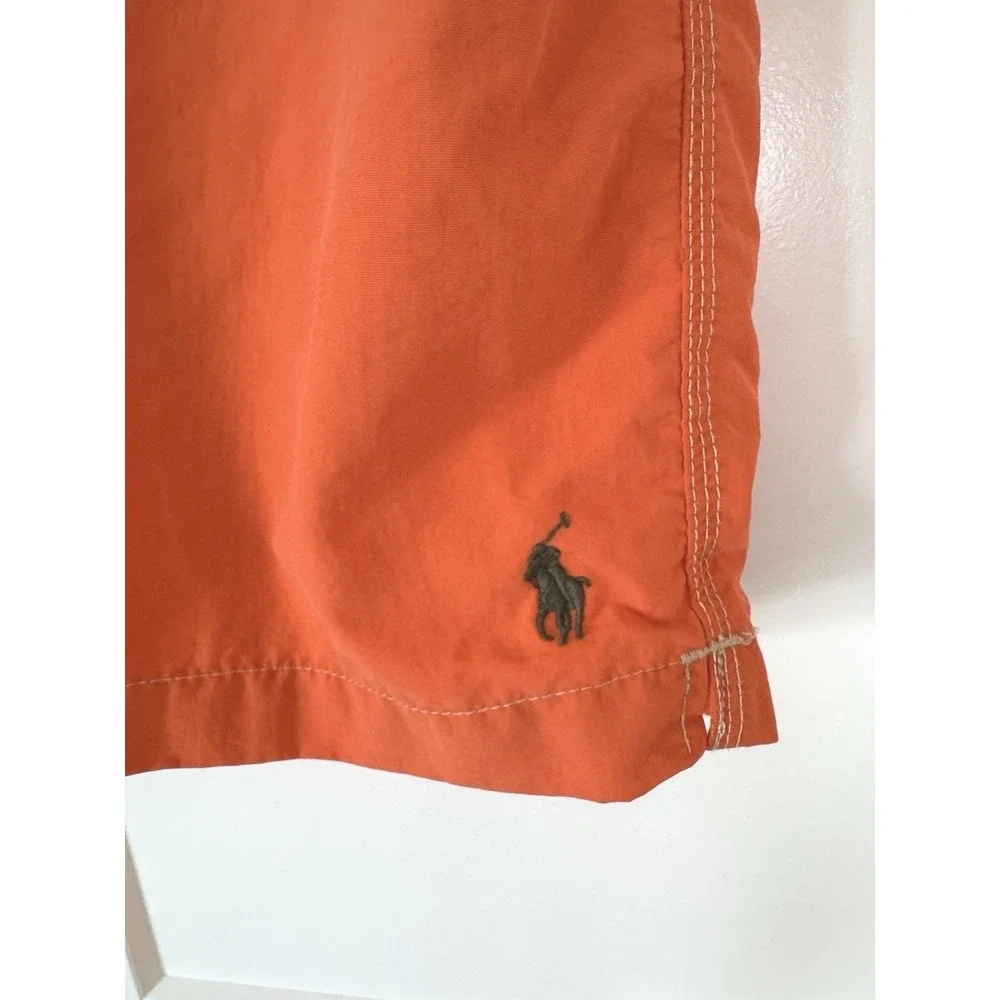 Polo Ralph Lauren Mens Orange Swim Trunks Cargo Pocket Pony Logo XL Board Shorts